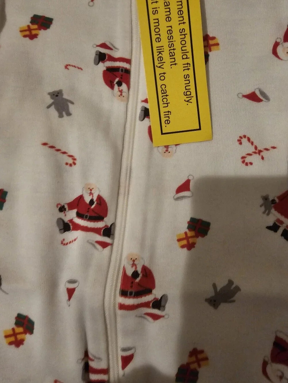 Holiday Santa-Print White and Red Footed One-Piece
